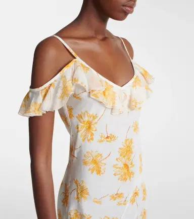 Rodarte Floral ruffled silk moiré slip dress | Thumbnail 2 Rodarte Floral ruffled silk moiré slip dress | Thumbnail 2