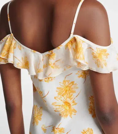 Rodarte Floral ruffled silk moiré slip dress | Thumbnail 4 Rodarte Floral ruffled silk moiré slip dress | Thumbnail 4