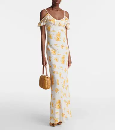 Rodarte Floral ruffled silk moiré slip dress | Thumbnail 5 Rodarte Floral ruffled silk moiré slip dress | Thumbnail 5