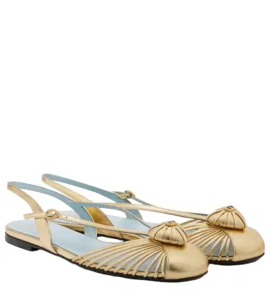 Valentino Garavani Caur Royal metallic leather slingback flats | Thumbnail 1 Valentino Garavani Caur Royal metallic leather slingback flats | Thumbnail 1