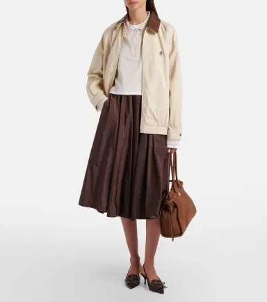 Prada Leather-trimmed oversized cotton blouson jacket | Thumbnail 2 Prada Leather-trimmed oversized cotton blouson jacket | Thumbnail 2