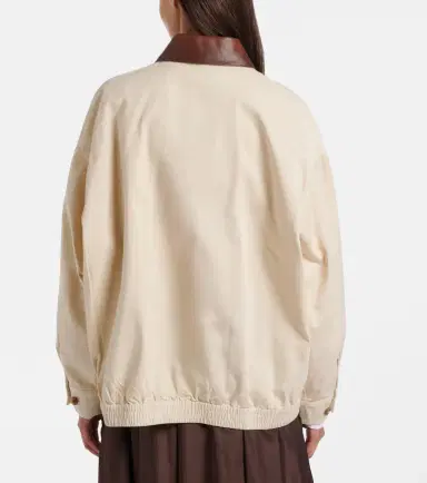 Prada Leather-trimmed oversized cotton blouson jacket | Thumbnail 6 Prada Leather-trimmed oversized cotton blouson jacket | Thumbnail 6