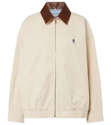 Prada Leather-trimmed oversized cotton blouson jacket | Thumbnail 1 Prada Leather-trimmed oversized cotton blouson jacket | Thumbnail 1