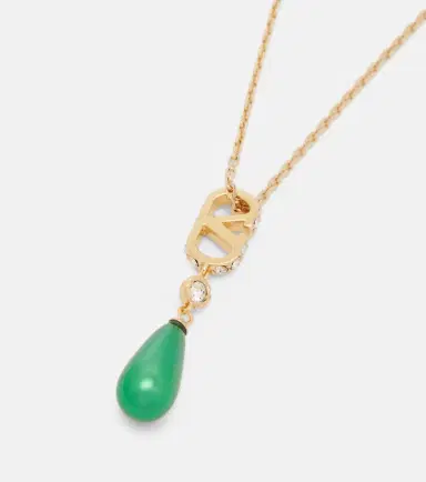 Valentino VLogo Swarovski-embellished pendant necklace | Thumbnail 3 Valentino VLogo Swarovski-embellished pendant necklace | Thumbnail 3
