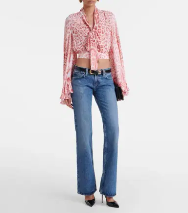 Roberto Cavalli Leopard-print tie-neck jersey blouse | Thumbnail 2 Roberto Cavalli Leopard-print tie-neck jersey blouse | Thumbnail 2