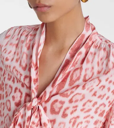 Roberto Cavalli Leopard-print tie-neck jersey blouse | Thumbnail 3 Roberto Cavalli Leopard-print tie-neck jersey blouse | Thumbnail 3