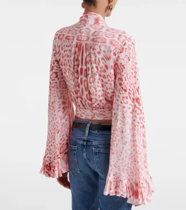 Roberto Cavalli Leopard-print tie-neck jersey blouse | Thumbnail 4 Roberto Cavalli Leopard-print tie-neck jersey blouse | Thumbnail 4