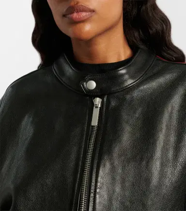 Gucci Web Stripe leather biker jacket | Thumbnail 4 Gucci Web Stripe leather biker jacket | Thumbnail 4