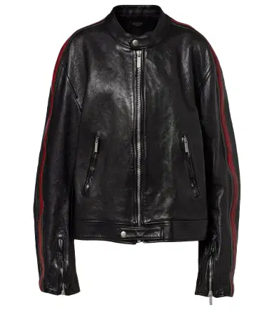 Gucci Web Stripe leather biker jacket | Thumbnail 1 Gucci Web Stripe leather biker jacket | Thumbnail 1