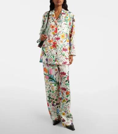 Gucci Flora silk twill palazzo pants | Thumbnail 6 Gucci Flora silk twill palazzo pants | Thumbnail 6