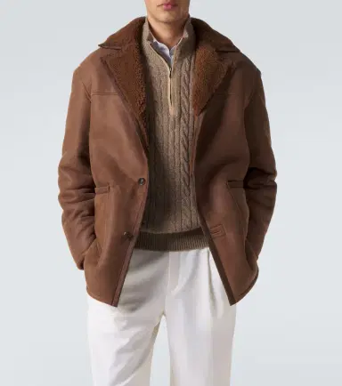 Etro Shearling-trimmed leather jacket | Thumbnail 8 Etro Shearling-trimmed leather jacket | Thumbnail 8