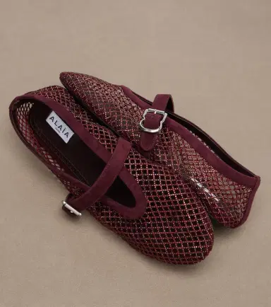 Alaïa Alaïa Embellished fishnet ballet flats | Thumbnail 3 Alaïa Alaïa Embellished fishnet ballet flats | Thumbnail 3