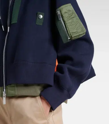 Sacai Paneled cotton-blend zip-up hoodie | Thumbnail 3 Sacai Paneled cotton-blend zip-up hoodie | Thumbnail 3