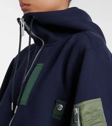 Sacai Paneled cotton-blend zip-up hoodie | Thumbnail 4 Sacai Paneled cotton-blend zip-up hoodie | Thumbnail 4