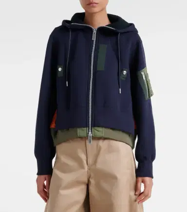Sacai Paneled cotton-blend zip-up hoodie | Thumbnail 6 Sacai Paneled cotton-blend zip-up hoodie | Thumbnail 6