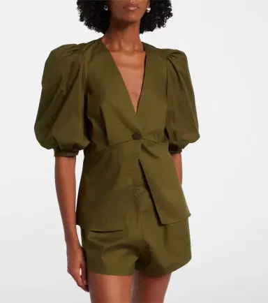 ADRIANA DEGREAS Puff-sleeve cotton-blend top | Thumbnail 3 ADRIANA DEGREAS Puff-sleeve cotton-blend top | Thumbnail 3