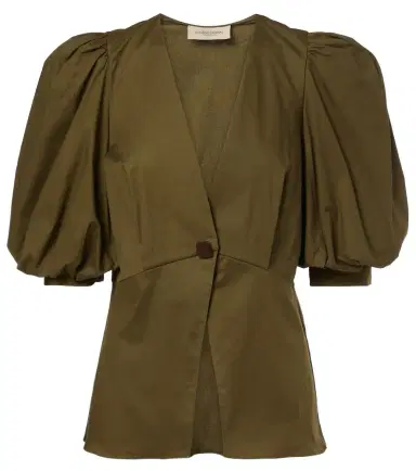 ADRIANA DEGREAS Puff-sleeve cotton-blend top | Thumbnail 1 ADRIANA DEGREAS Puff-sleeve cotton-blend top | Thumbnail 1
