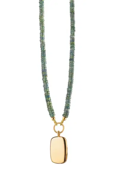 MONICA RICH KOSANN Green Sapphire Strand Slim Britt Locket Necklace | Thumbnail 1 MONICA RICH KOSANN Green Sapphire Strand Slim Britt Locket Necklace | Thumbnail 1