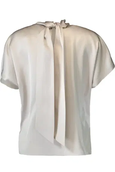 Brunello Cucinelli Tie Neck Short Sleeve Blouse | Thumbnail 4 Brunello Cucinelli Tie Neck Short Sleeve Blouse | Thumbnail 4