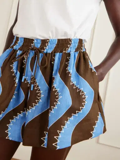 ALÉMAIS Frankie Printed Embroidered Linen Shorts | Thumbnail 4 ALÉMAIS Frankie Printed Embroidered Linen Shorts | Thumbnail 4