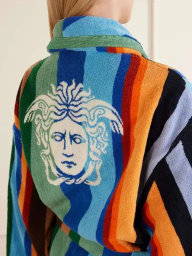 Versace Medusa Belted Striped Cotton-terry Robe | Thumbnail 4 Versace Medusa Belted Striped Cotton-terry Robe | Thumbnail 4