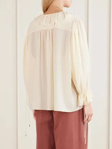 Chloé Ruffled Silk Crepe De Chine Blouse | Thumbnail 4 Chloé Ruffled Silk Crepe De Chine Blouse | Thumbnail 4