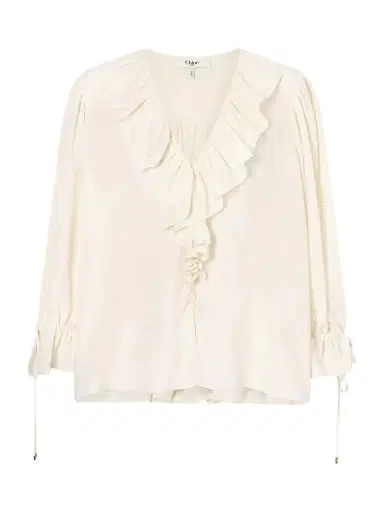 Chloé Ruffled Silk Crepe De Chine Blouse | Thumbnail 1 Chloé Ruffled Silk Crepe De Chine Blouse | Thumbnail 1