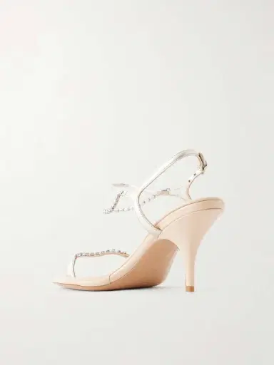 Chloé Crystal-embellished Metallic Leather Sandals | Thumbnail 3 Chloé Crystal-embellished Metallic Leather Sandals | Thumbnail 3