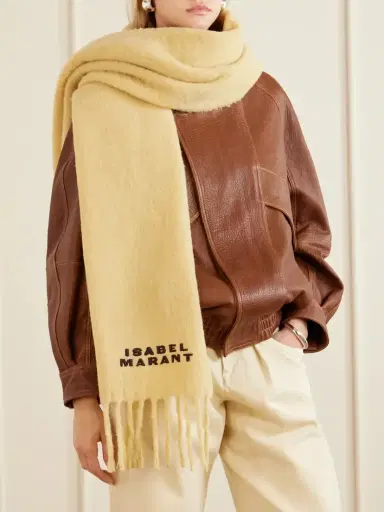 Isabel Marant Firny Fringed Embroidered Alpaca-blend Scarf | Thumbnail 2 Isabel Marant Firny Fringed Embroidered Alpaca-blend Scarf | Thumbnail 2