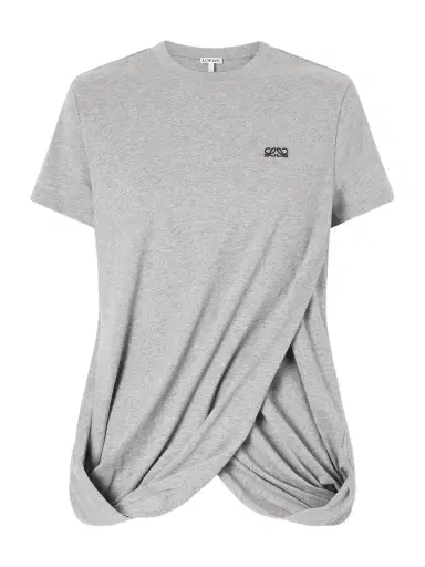 Loewe Logo-embroidered Draped Cotton-jersey T-shirt | Thumbnail 1 Loewe Logo-embroidered Draped Cotton-jersey T-shirt | Thumbnail 1