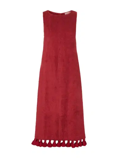 Cap d’Antibes Aurelia Tasseled Cotton-terry Midi Dress | Thumbnail 1 Cap d’Antibes Aurelia Tasseled Cotton-terry Midi Dress | Thumbnail 1