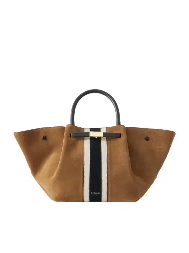 DeMellier The New York Midi Leather-trimmed Suede Tote | Thumbnail 1 DeMellier The New York Midi Leather-trimmed Suede Tote | Thumbnail 1