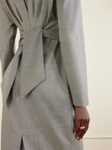 Magda Butrym Tie-detailed Gathered Padded Wool-blend Midi Dress | Thumbnail 4 Magda Butrym Tie-detailed Gathered Padded Wool-blend Midi Dress | Thumbnail 4