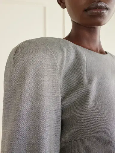Magda Butrym Tie-detailed Gathered Padded Wool-blend Midi Dress | Thumbnail 5 Magda Butrym Tie-detailed Gathered Padded Wool-blend Midi Dress | Thumbnail 5