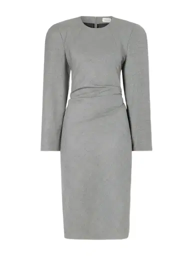 Magda Butrym Tie-detailed Gathered Padded Wool-blend Midi Dress | Thumbnail 1 Magda Butrym Tie-detailed Gathered Padded Wool-blend Midi Dress | Thumbnail 1