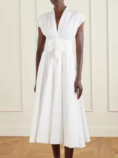 Alaïa Knot-detailed Belted Cotton-poplin Midi Dress | Thumbnail 2 Alaïa Knot-detailed Belted Cotton-poplin Midi Dress | Thumbnail 2