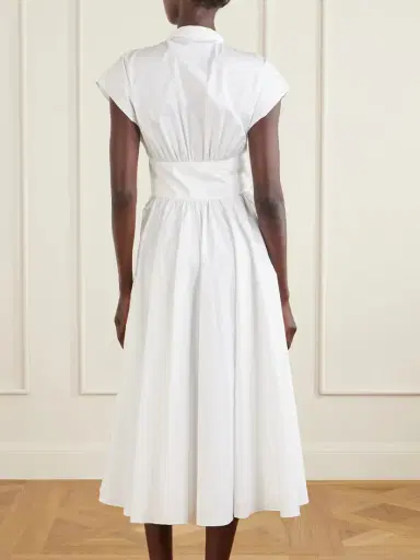 Alaïa Knot-detailed Belted Cotton-poplin Midi Dress | Thumbnail 3 Alaïa Knot-detailed Belted Cotton-poplin Midi Dress | Thumbnail 3