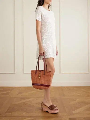 Chloé Leather-trimmed Raffia Tote Bag | Thumbnail 3 Chloé Leather-trimmed Raffia Tote Bag | Thumbnail 3