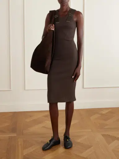 Loewe Embellished Ribbed Stretch-cotton Midi Dress | Thumbnail 2 Loewe Embellished Ribbed Stretch-cotton Midi Dress | Thumbnail 2
