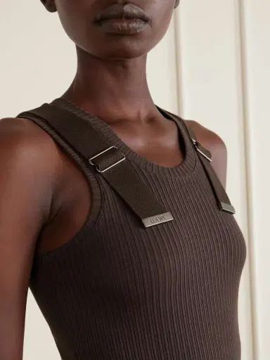 Loewe Embellished Ribbed Stretch-cotton Midi Dress | Thumbnail 4 Loewe Embellished Ribbed Stretch-cotton Midi Dress | Thumbnail 4