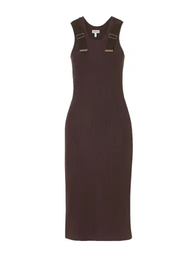 Loewe Embellished Ribbed Stretch-cotton Midi Dress | Thumbnail 1 Loewe Embellished Ribbed Stretch-cotton Midi Dress | Thumbnail 1