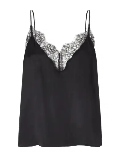 Anine Bing Mael Lace-trimmed Silk-blend Satin Top | Thumbnail 1 Anine Bing Mael Lace-trimmed Silk-blend Satin Top | Thumbnail 1