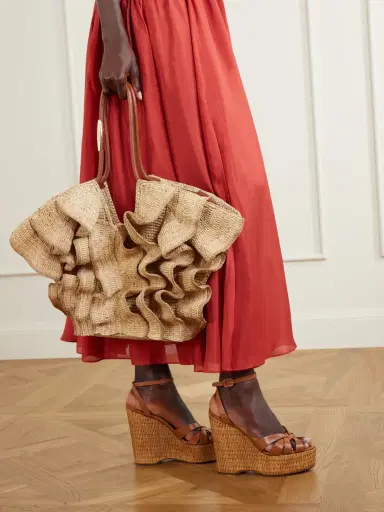 Zimmermann Goldentime Ruffle-detail Medium Raffia Tote | Thumbnail 2 Zimmermann Goldentime Ruffle-detail Medium Raffia Tote | Thumbnail 2