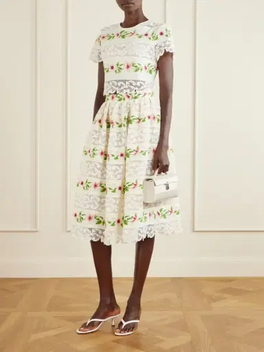 Oscar de la Renta Floral-print Lace-trimmed Cotton-blend Poplin Blouse | Thumbnail 2 Oscar de la Renta Floral-print Lace-trimmed Cotton-blend Poplin Blouse | Thumbnail 2