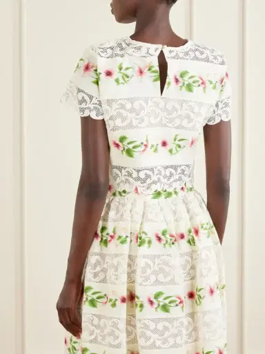 Oscar de la Renta Floral-print Lace-trimmed Cotton-blend Poplin Blouse | Thumbnail 3 Oscar de la Renta Floral-print Lace-trimmed Cotton-blend Poplin Blouse | Thumbnail 3