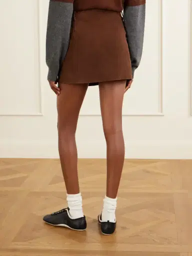 Marni Leather-trimmed Suede Mini Skirt | Thumbnail 4 Marni Leather-trimmed Suede Mini Skirt | Thumbnail 4
