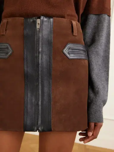 Marni Leather-trimmed Suede Mini Skirt | Thumbnail 5 Marni Leather-trimmed Suede Mini Skirt | Thumbnail 5