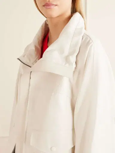 Loewe Leather-trimmed Anagram-embroidered Cropped Cotton And Silk-blend Gabardine Jacket | Thumbnail 5 Loewe Leather-trimmed Anagram-embroidered Cropped Cotton And Silk-blend Gabardine Jacket | Thumbnail 5