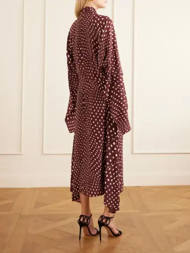 Stella McCartney Tie-detailed Draped Polka-dot Silk Midi Dress | Thumbnail 3 Stella McCartney Tie-detailed Draped Polka-dot Silk Midi Dress | Thumbnail 3