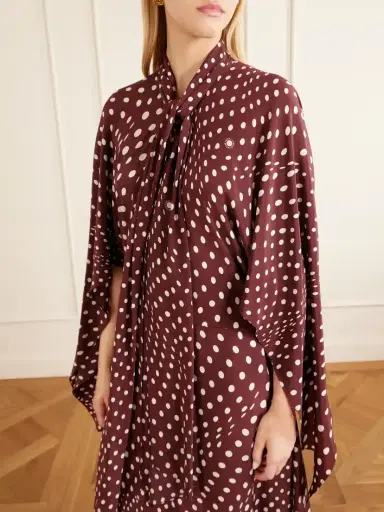 Stella McCartney Tie-detailed Draped Polka-dot Silk Midi Dress | Thumbnail 4 Stella McCartney Tie-detailed Draped Polka-dot Silk Midi Dress | Thumbnail 4